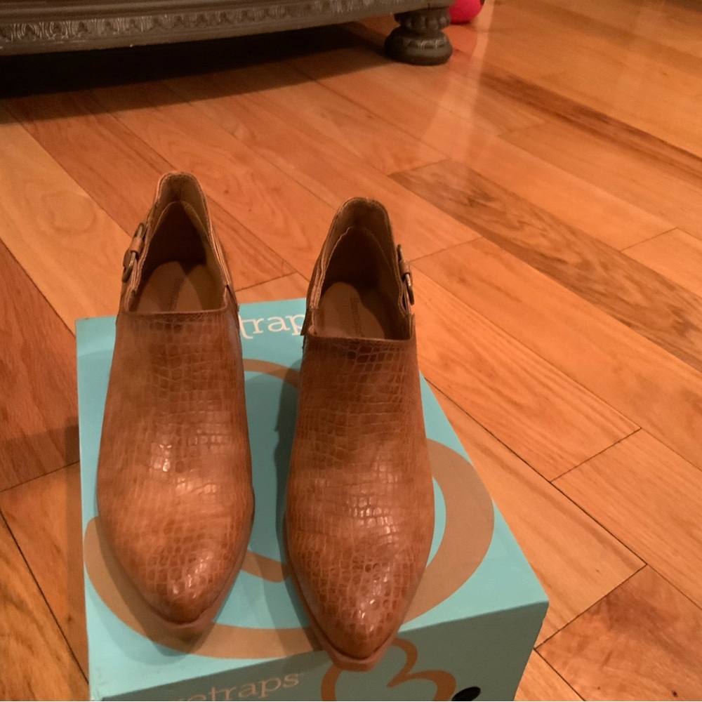 BareTraps Tan Textured Ankle Booties